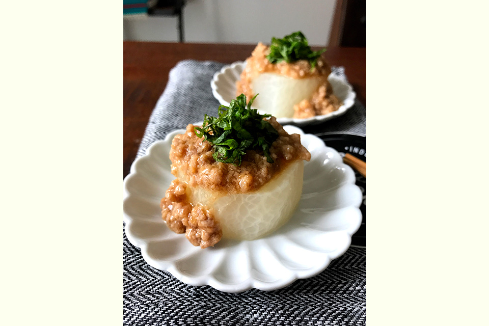 ふろふき大根のとろみひき肉あんかけ