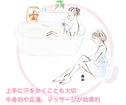 上手に汗をかくことも大切半身浴や足湯、マッサージが効果的