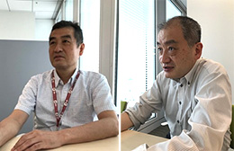 横浜市 温暖化対策統括本部 副本部長 奥野 修平(おくの しゅうへい)(写真左)温暖化対策やSDGs未来都市計画関連などの事業に従事。同本部 部長 池上 武史(いけがみ たけし)(写真右)再生可能エネルギー拡大のためのさまざまなプロジェクトに従事。