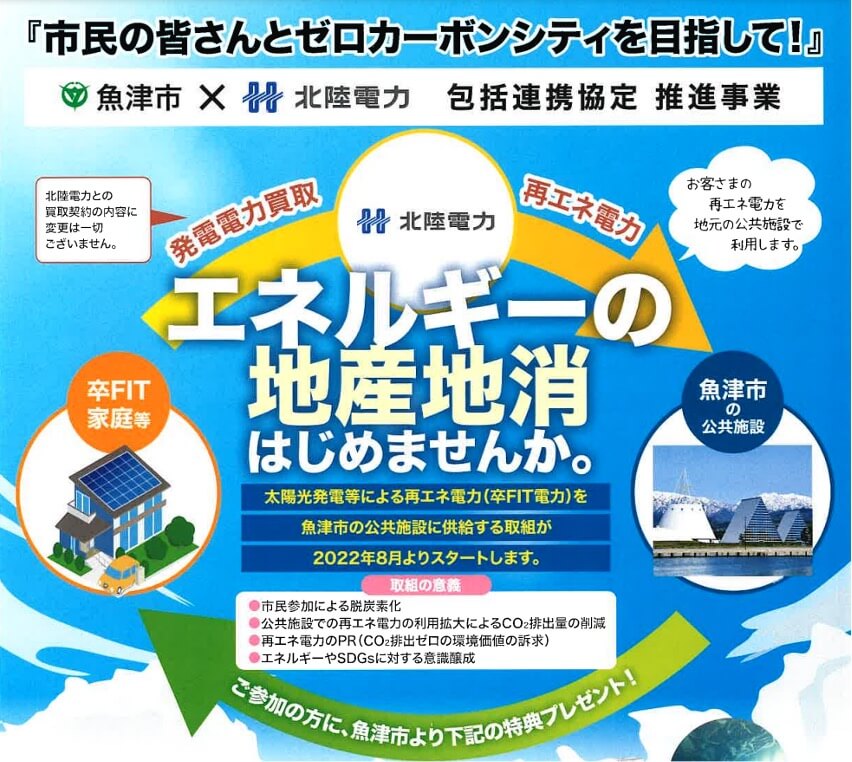 自治体と電力会社による「エネルギーの地産地消」！「ゼロカーボンシティ」を目指す、富山県魚津市の取組み。
